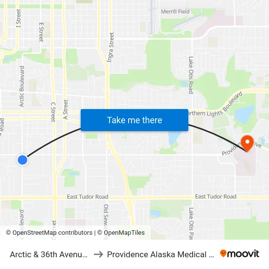 Arctic & 36th Avenue Sse to Providence Alaska Medical Center map
