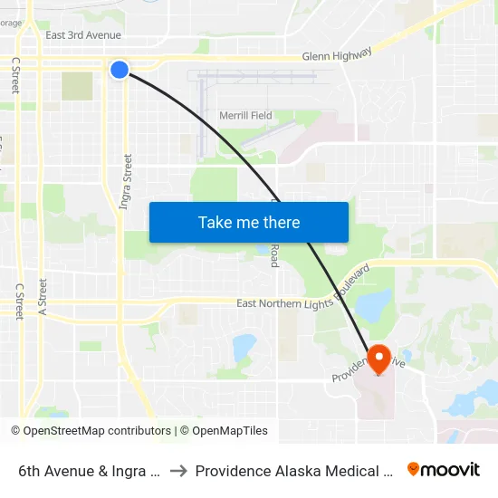 6th Avenue & Ingra Wsw to Providence Alaska Medical Center map