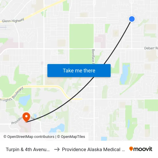 Turpin & 4th Avenue Sse to Providence Alaska Medical Center map