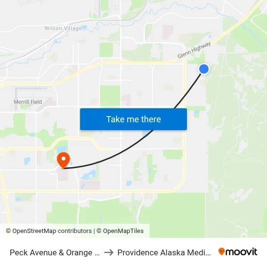 Peck Avenue & Orange Leaf Ene to Providence Alaska Medical Center map