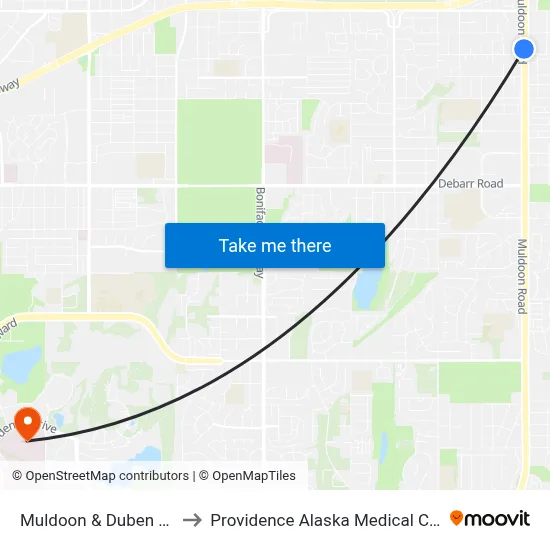 Muldoon & Duben Nnw to Providence Alaska Medical Center map