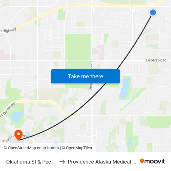 Oklahoma St & Peck Nne to Providence Alaska Medical Center map