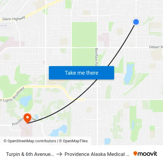 Turpin & 6th Avenue Ssw to Providence Alaska Medical Center map