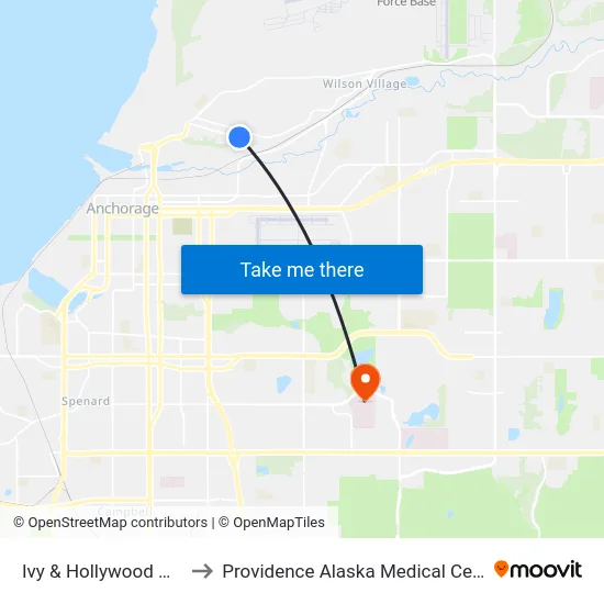 Ivy & Hollywood Nnw to Providence Alaska Medical Center map