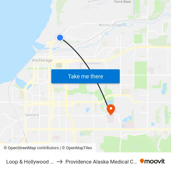 Loop & Hollywood Ssw to Providence Alaska Medical Center map