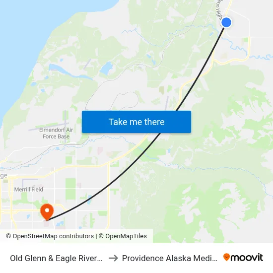 Old Glenn & Eagle River Road Ese to Providence Alaska Medical Center map