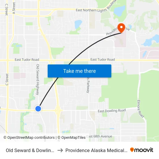 Old Seward & Dowling Nnw to Providence Alaska Medical Center map
