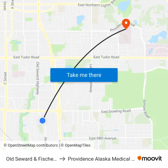 Old Seward & Fischer Ssw to Providence Alaska Medical Center map