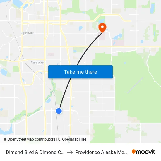 Dimond Blvd & Dimond Center Dr Ese to Providence Alaska Medical Center map