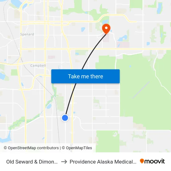 Old Seward & Dimond Ssw to Providence Alaska Medical Center map