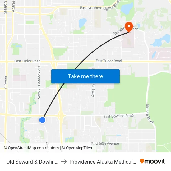 Old Seward & Dowling Sse to Providence Alaska Medical Center map