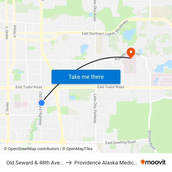 Old Seward & 48th Avenue Sse to Providence Alaska Medical Center map