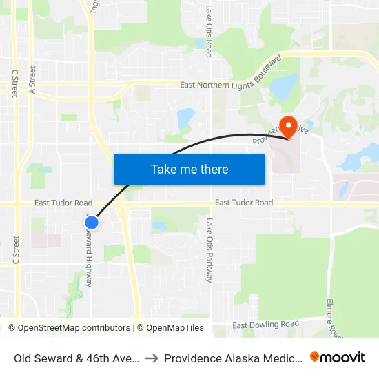 Old Seward & 46th Avenue Sse to Providence Alaska Medical Center map