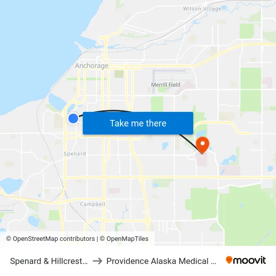 Spenard & Hillcrest Sse to Providence Alaska Medical Center map
