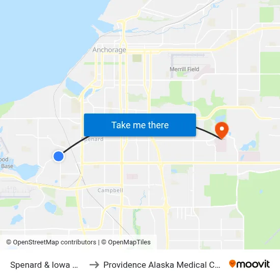 Spenard & Iowa Wnw to Providence Alaska Medical Center map