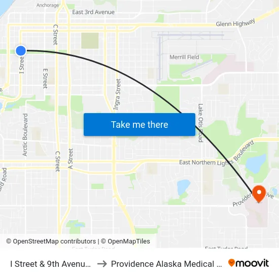 I Street & 9th Avenue Sse to Providence Alaska Medical Center map