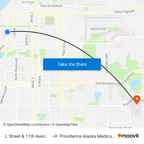 L Street & 11th Avenue Ssw to Providence Alaska Medical Center map