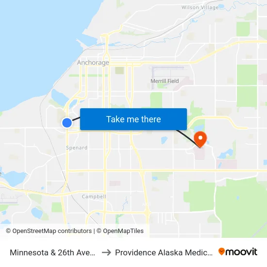 Minnesota & 26th Avenue Ssw to Providence Alaska Medical Center map
