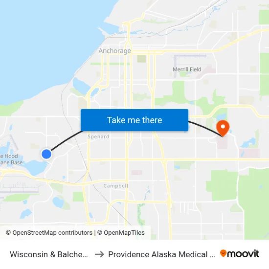 Wisconsin & Balchen Ssw to Providence Alaska Medical Center map