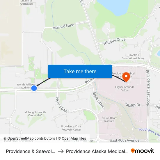 Providence & Seawolf Wnw to Providence Alaska Medical Center map