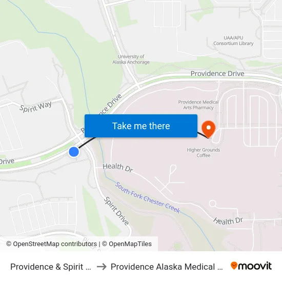 Providence & Spirit Wsw to Providence Alaska Medical Center map
