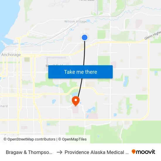 Bragaw & Thompson Ssw to Providence Alaska Medical Center map