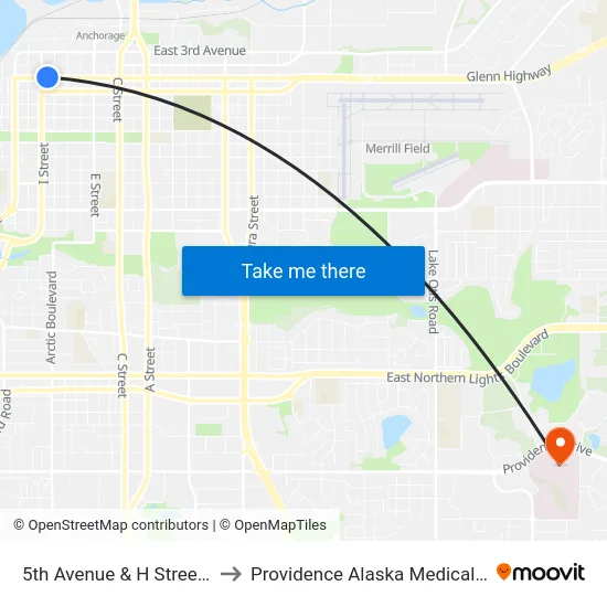 5th Avenue & H Street Wnw to Providence Alaska Medical Center map