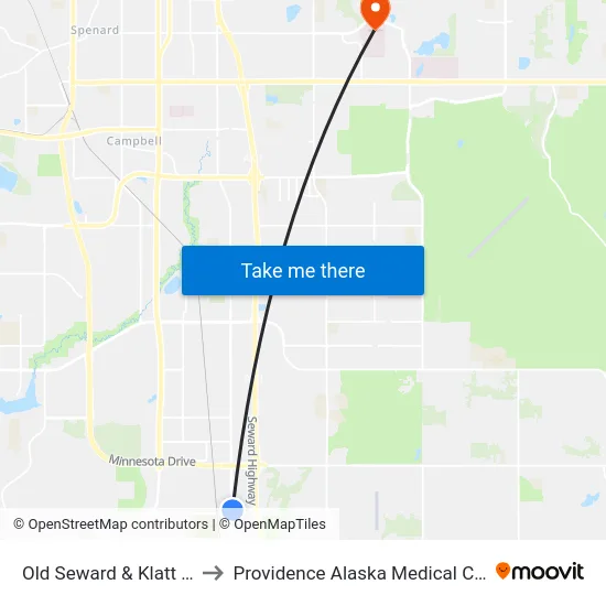 Old Seward & Klatt Nne to Providence Alaska Medical Center map
