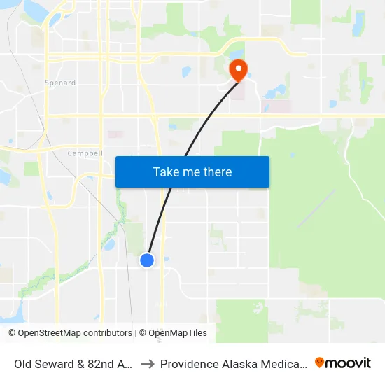 Old Seward & 82nd Ave Nne to Providence Alaska Medical Center map