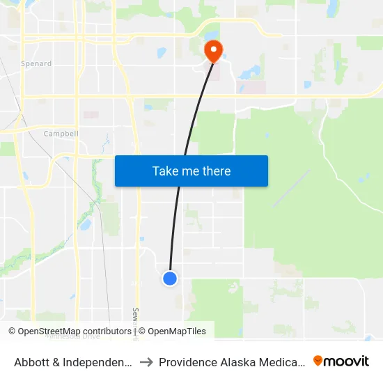 Abbott & Independence Ese to Providence Alaska Medical Center map