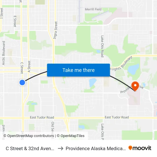 C Street & 32nd Avenue Ssw to Providence Alaska Medical Center map