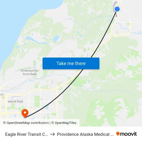 Eagle River Transit Center to Providence Alaska Medical Center map