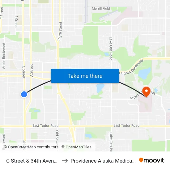 C Street & 34th Avenue Ssw to Providence Alaska Medical Center map
