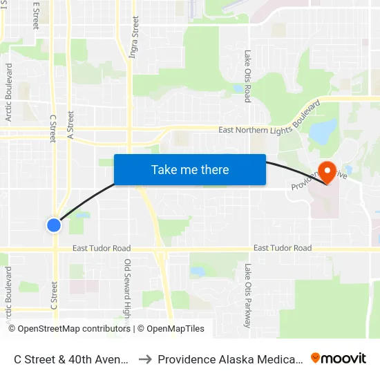 C Street & 40th Avenue Ssw to Providence Alaska Medical Center map