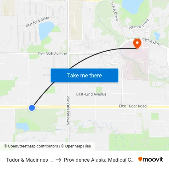 Tudor & Macinnes Ese to Providence Alaska Medical Center map