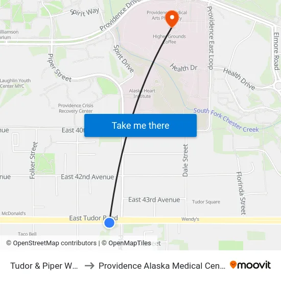 Tudor & Piper Wsw to Providence Alaska Medical Center map