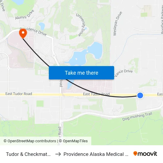 Tudor & Checkmate Ese to Providence Alaska Medical Center map