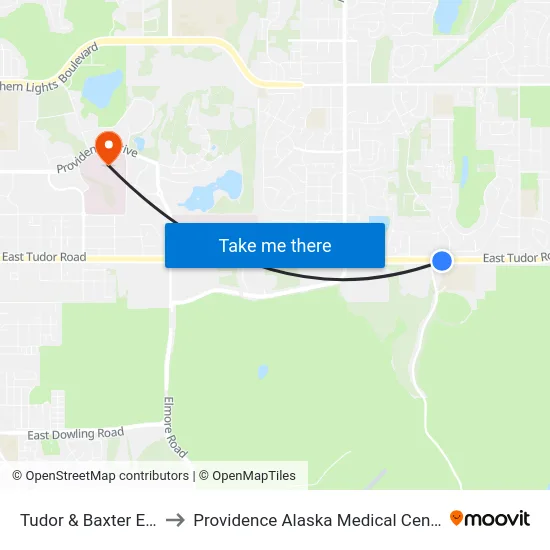 Tudor & Baxter Ese to Providence Alaska Medical Center map