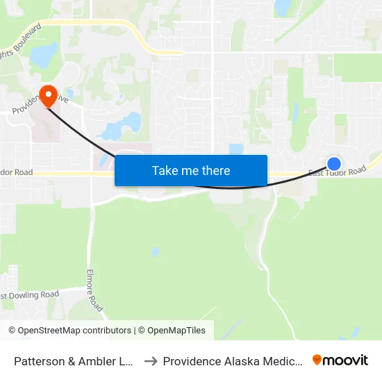 Patterson & Ambler Lane Nne to Providence Alaska Medical Center map