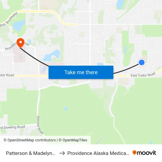 Patterson & Madelynne Nne to Providence Alaska Medical Center map
