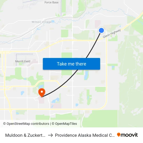 Muldoon & Zuckert Ese to Providence Alaska Medical Center map