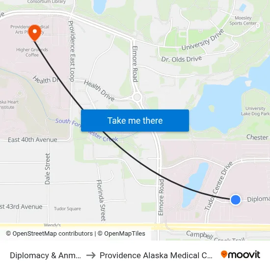 Diplomacy & Anmc N to Providence Alaska Medical Center map