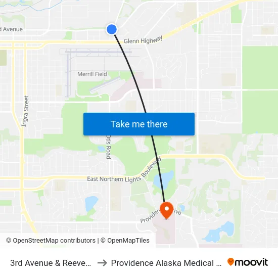 3rd Avenue & Reeve Wnw to Providence Alaska Medical Center map