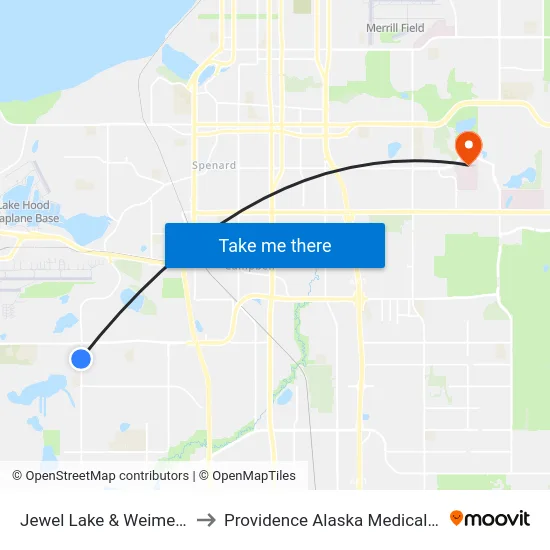 Jewel Lake & Weimer Nnw to Providence Alaska Medical Center map