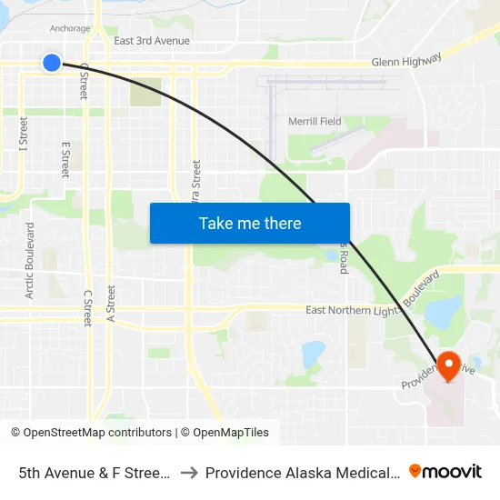 5th Avenue & F Street Wnw to Providence Alaska Medical Center map