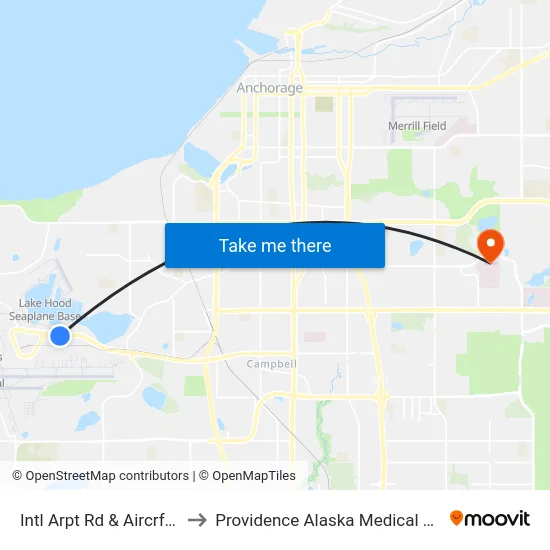 Intl Arpt Rd & Aircrft Ese to Providence Alaska Medical Center map