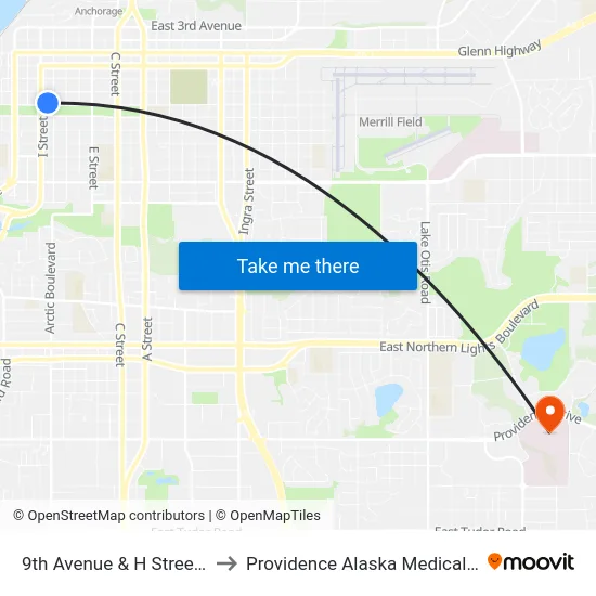 9th Avenue & H Street Wnw to Providence Alaska Medical Center map