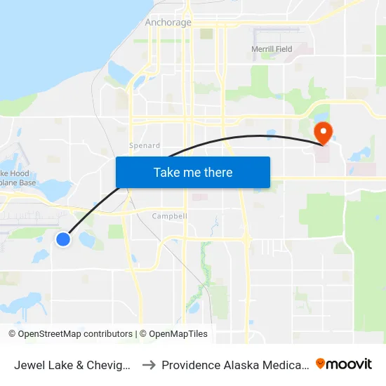 Jewel Lake & Chevigny Wsw to Providence Alaska Medical Center map