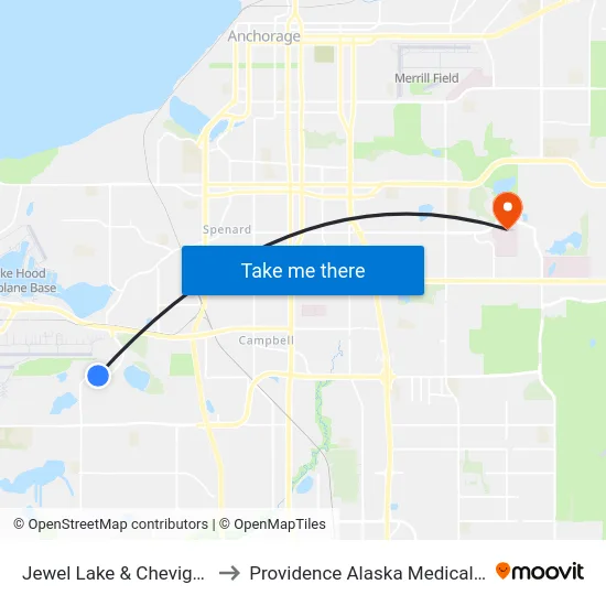 Jewel Lake & Chevigny Ene to Providence Alaska Medical Center map