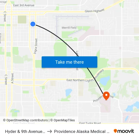 Hyder & 9th Avenue Sse to Providence Alaska Medical Center map
